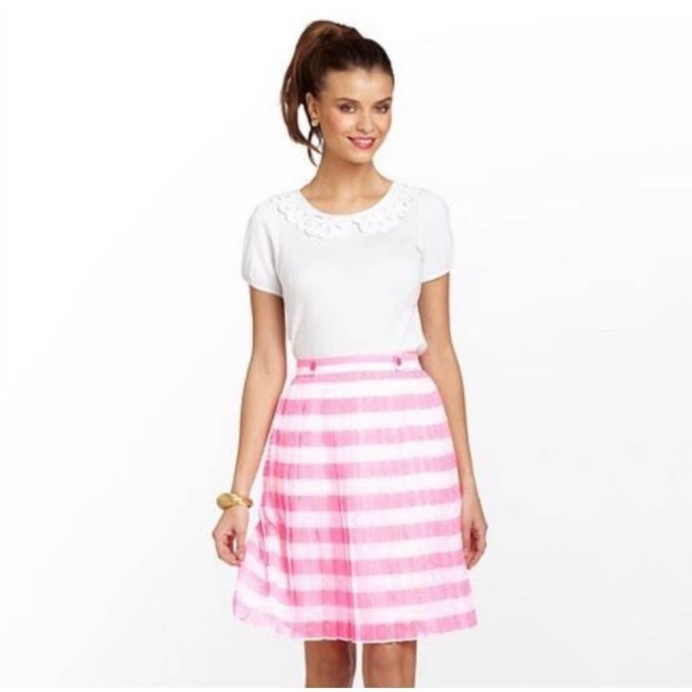 Lily Pulitzer Virginia Pink & White Pleated Skirt